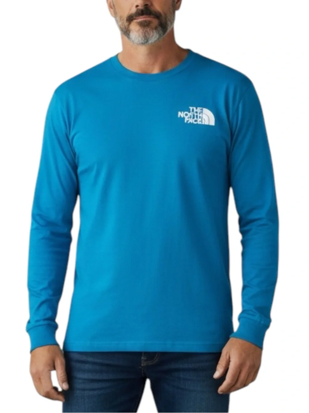 THE NORTH FACE Long Sleeve Crew Tee - Bright Turquoise Blue Size Small NWOT